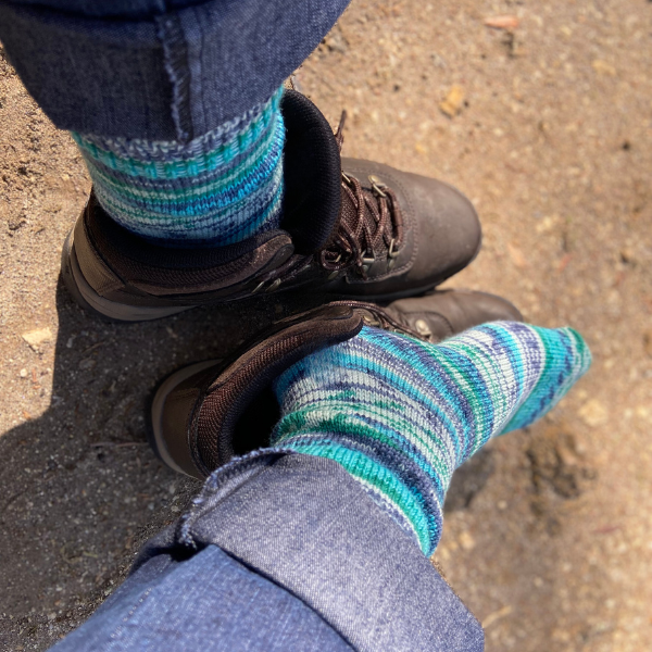 Bossa Socks Wool Socks Green, Wearing