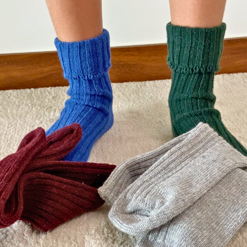 Eco Wool Kids Socks - Pack 4 pairs (Blue/Grey/Green/Bourdeaux)