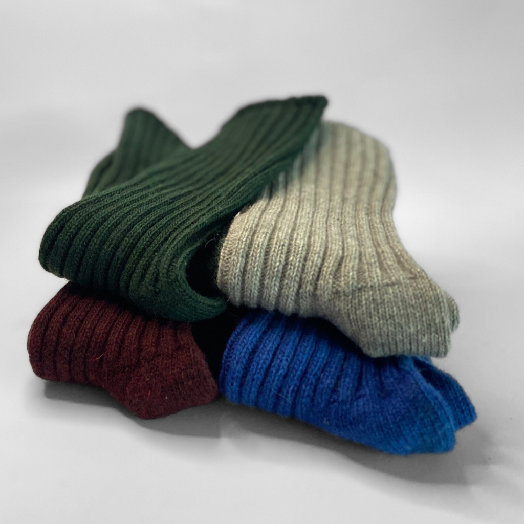 Eco Wool Socks - Pack 4 pairs (Green/Bourdeaux/Grey/Blue)