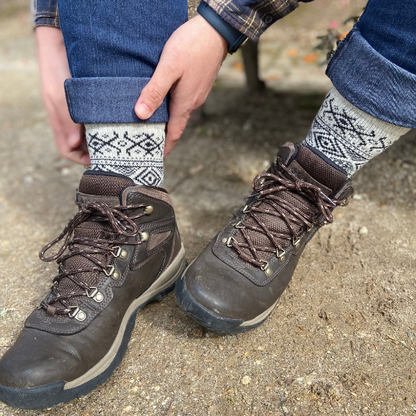 Mountain Socks, Wool Socks, Black, Wearing